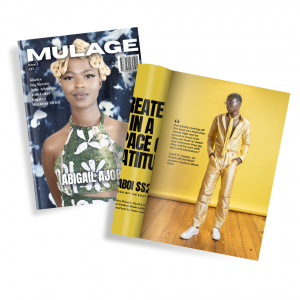 Mock up of Issue 1 of Mulage Print Magazine against white background
