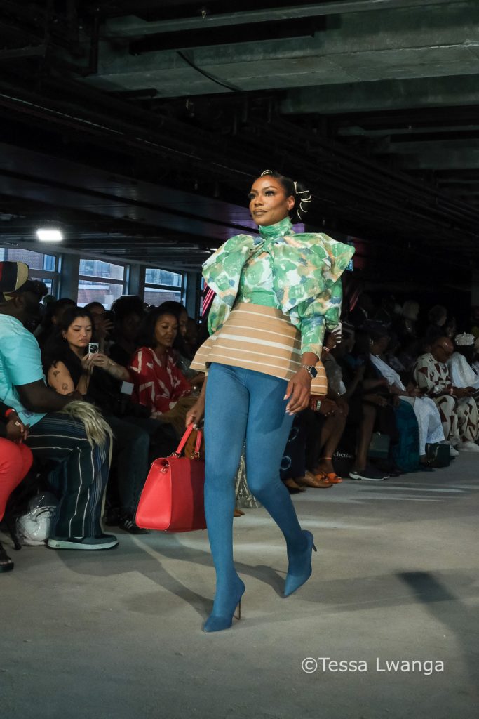 Model wears jegging boots at Africa Fashion Week London 2025