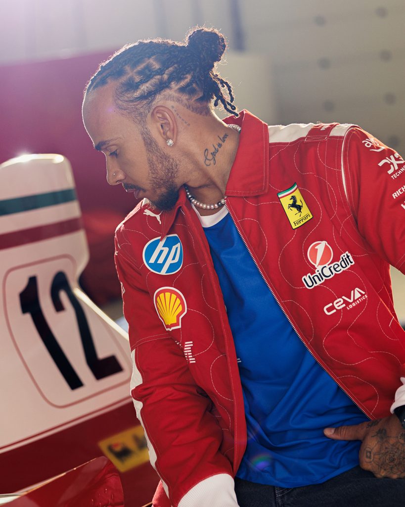 Lewis Hamilton side profiel with neck tattoo