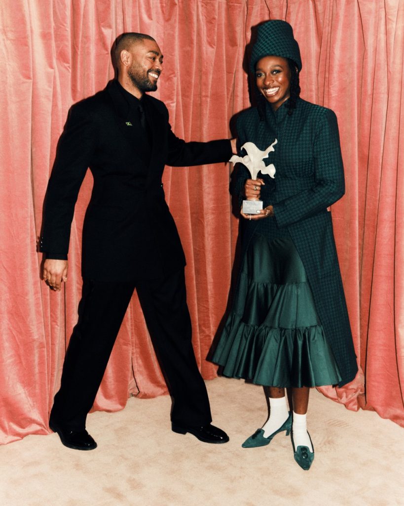 Little Simz wears Tolu Coker with Kano