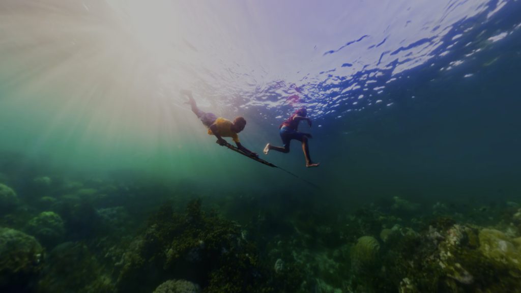 Underwater photograph of two divers
